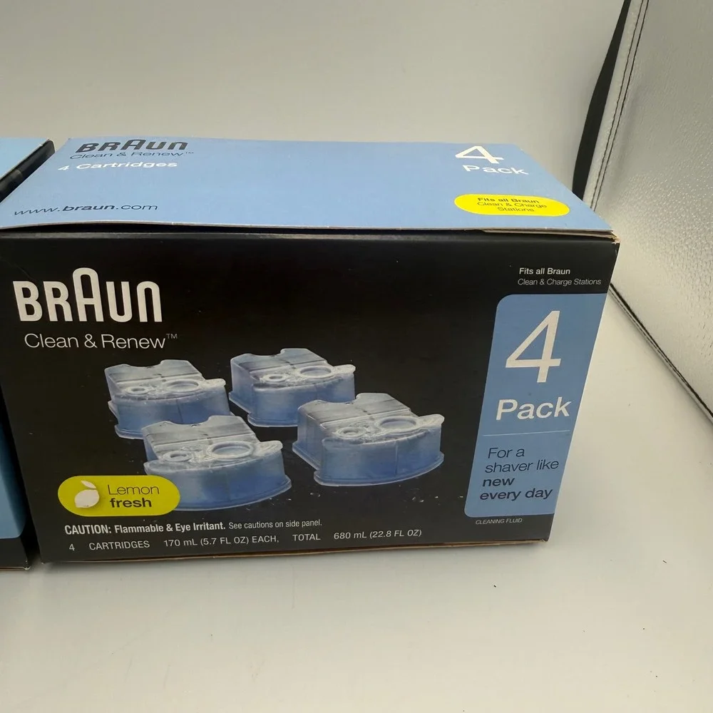 Braun Clean & Renew CCR4 Shaver Cleaning Cartridges Lemon Fresh 4 Pack Lot of 2